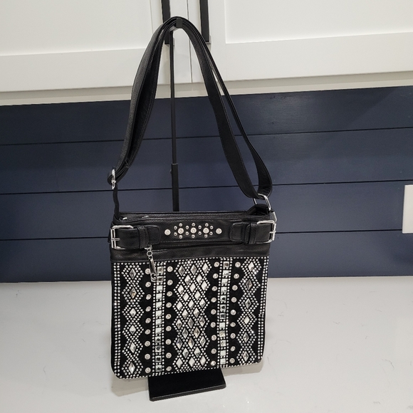 Crossbody Bag Patterned Rhinestone Bling - Picture 1 of 10